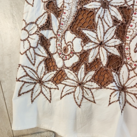 Embellished Boho Beachy Skirt SZ: 8 Cotton Blend Beaded Seahorse Pirate Shells - Picture 7 of 16